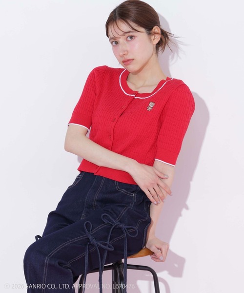 JILL by JILL STUART(ジルバイジルスチュアート)の「<タイニーチャムコラボ>ミニケーブルカーデトップス(ニット/セーター・レディース・ネイビー/グレー/レッド/ピンク/ホワイト/グリーン・FREE)」の8枚目の写真