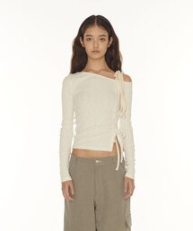 IVY RIBBON ONE SHOULDER T - IVORY