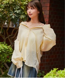 GORGE | 《3WAY×シアー素材》ストライプシャツ／フェミニン／春夏秋／全3色(シャツ/ブラウス)