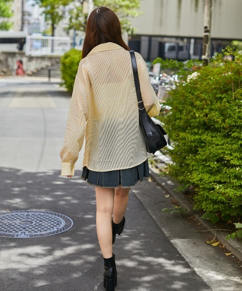 GORGE（ゴージ）の「《3WAY×シアー素材》ストライプシャツ／フェミニン／春夏秋／全3色（シャツ/ブラウス・レディース・ブルー/イエロー/ピンク・F）」の6枚目の写真