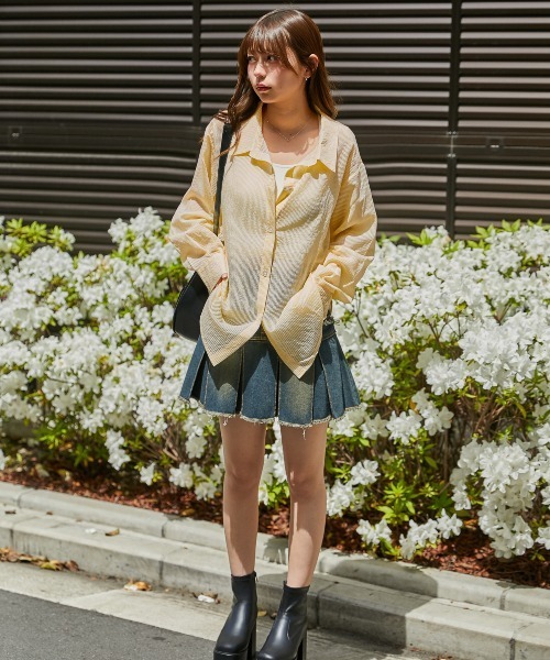 GORGE（ゴージ）の「《3WAY×シアー素材》ストライプシャツ／フェミニン／春夏秋／全3色（シャツ/ブラウス・レディース・ブルー/イエロー/ピンク・F）」の8枚目の写真
