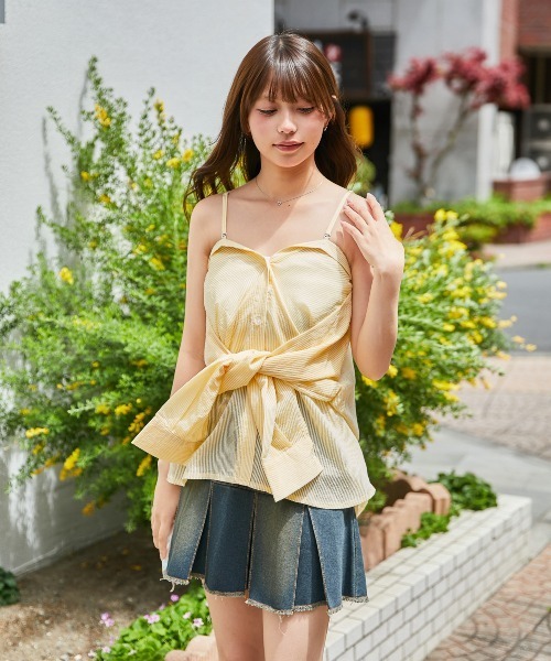 GORGE（ゴージ）の「《3WAY×シアー素材》ストライプシャツ／フェミニン／春夏秋／全3色（シャツ/ブラウス・レディース・ブルー/イエロー/ピンク・F）」の12枚目の写真