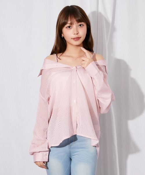 GORGE（ゴージ）の「《3WAY×シアー素材》ストライプシャツ／フェミニン／春夏秋／全3色（シャツ/ブラウス・レディース・ブルー/イエロー/ピンク・F）」の13枚目の写真