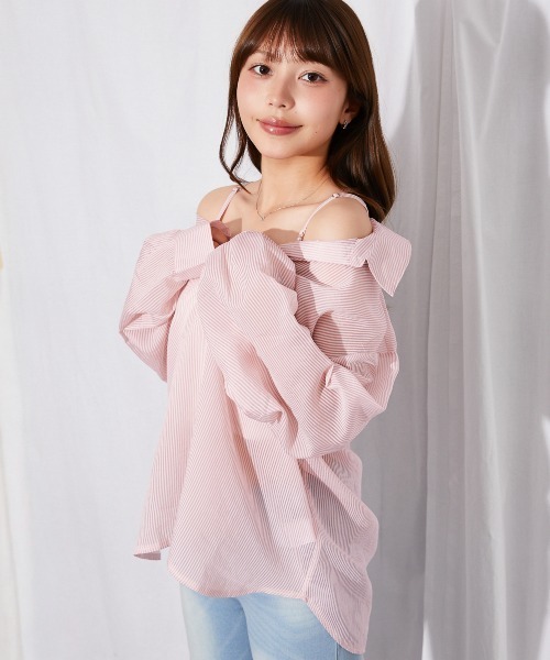 GORGE（ゴージ）の「《3WAY×シアー素材》ストライプシャツ／フェミニン／春夏秋／全3色（シャツ/ブラウス・レディース・ブルー/イエロー/ピンク・F）」の14枚目の写真