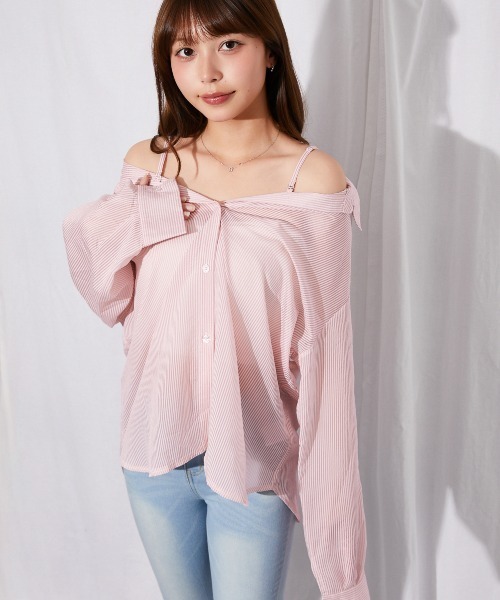 GORGE（ゴージ）の「《3WAY×シアー素材》ストライプシャツ／フェミニン／春夏秋／全3色（シャツ/ブラウス・レディース・ブルー/イエロー/ピンク・F）」の15枚目の写真