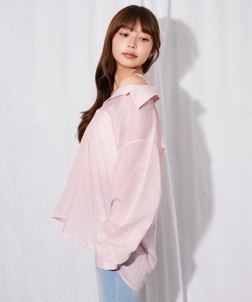 GORGE（ゴージ）の「《3WAY×シアー素材》ストライプシャツ／フェミニン／春夏秋／全3色（シャツ/ブラウス・レディース・ブルー/イエロー/ピンク・F）」の16枚目の写真