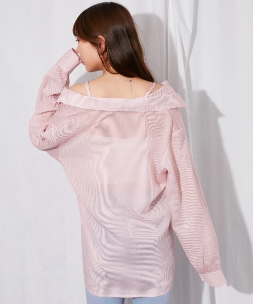 GORGE（ゴージ）の「《3WAY×シアー素材》ストライプシャツ／フェミニン／春夏秋／全3色（シャツ/ブラウス・レディース・ブルー/イエロー/ピンク・F）」の17枚目の写真