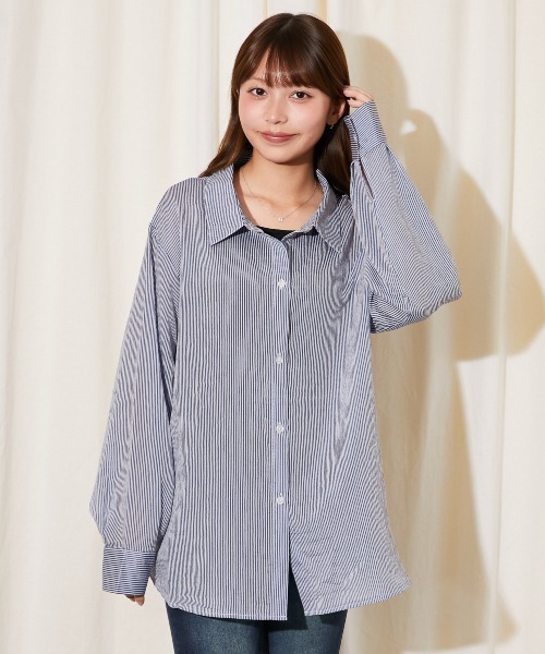 GORGE（ゴージ）の「《3WAY×シアー素材》ストライプシャツ／フェミニン／春夏秋／全3色（シャツ/ブラウス・レディース・ブルー/イエロー/ピンク・F）」の21枚目の写真