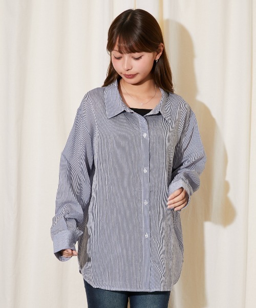 GORGE（ゴージ）の「《3WAY×シアー素材》ストライプシャツ／フェミニン／春夏秋／全3色（シャツ/ブラウス・レディース・ブルー/イエロー/ピンク・F）」の22枚目の写真