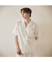 LUNALUZ STUDIO（ルナルス）の「男性リリアコットン半袖カラー付き2ピースパジャマ（ルームウェア/パジャマ）」