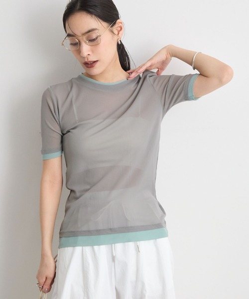 STELLA FISH(ステラフィッシュ)の「配色レイヤード風シアー半袖トップス(Tシャツ/カットソー・レディース・アイボリー/グレー/ピンク・FREE)」の22枚目の写真