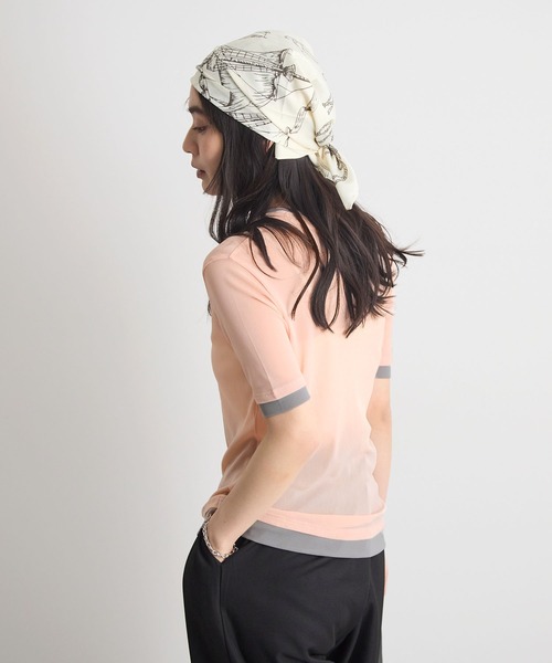 STELLA FISH(ステラフィッシュ)の「配色レイヤード風シアー半袖トップス(Tシャツ/カットソー・レディース・アイボリー/グレー/ピンク・FREE)」の7枚目の写真