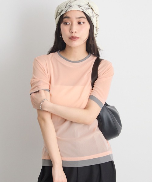 STELLA FISH(ステラフィッシュ)の「配色レイヤード風シアー半袖トップス(Tシャツ/カットソー・レディース・アイボリー/グレー/ピンク・FREE)」の8枚目の写真