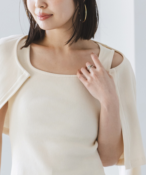 Noble(ノーブル)の「《アンサンブル対応》MAISON CORNICHON/メゾン コルニション Square Tank TOP(タンクトップ・レディース・レッド/アイボリー/チャコールグレー・FREE)」の2枚目の写真
