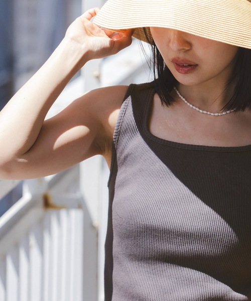 Noble(ノーブル)の「《アンサンブル対応》MAISON CORNICHON/メゾン コルニション Square Tank TOP(タンクトップ・レディース・レッド/アイボリー/チャコールグレー・FREE)」の6枚目の写真
