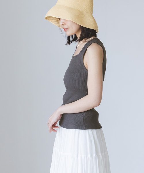 Noble(ノーブル)の「《アンサンブル対応》MAISON CORNICHON/メゾン コルニション Square Tank TOP(タンクトップ・レディース・レッド/アイボリー/チャコールグレー・FREE)」の10枚目の写真