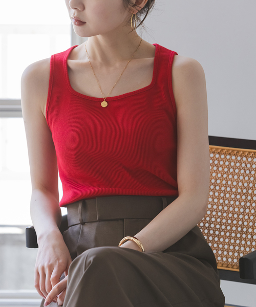 Noble(ノーブル)の「《アンサンブル対応》MAISON CORNICHON/メゾン コルニション Square Tank TOP(タンクトップ・レディース・レッド/アイボリー/チャコールグレー・FREE)」の22枚目の写真