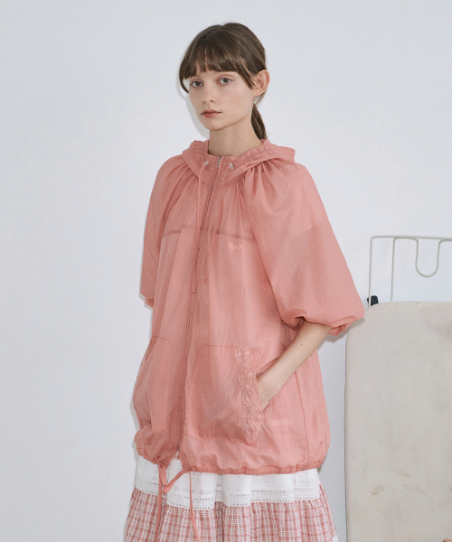 SINOON（シヌーン）の「Hood Half Sleeve Jumper (Pink)（パーカー・レディース・PINK・FREE）」の2枚目の写真