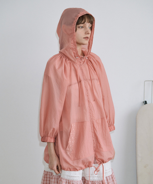 SINOON（シヌーン）の「Hood Half Sleeve Jumper (Pink)（パーカー・レディース・PINK・FREE）」の3枚目の写真