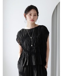 【kokoセレクト】シャーリングスラブブラウス