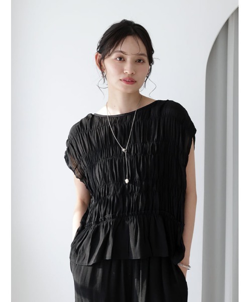 fifth(フィフス)の「【kokoセレクト】シャーリングスラブブラウス(シャツ/ブラウス・レディース・ブラック/ベージュ・M)」の3枚目の写真