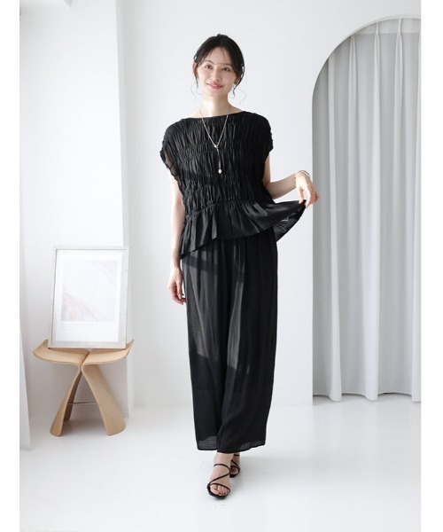 fifth(フィフス)の「【kokoセレクト】シャーリングスラブブラウス(シャツ/ブラウス・レディース・ブラック/ベージュ・M)」の4枚目の写真