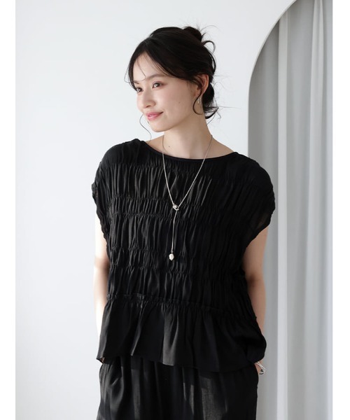 fifth(フィフス)の「【kokoセレクト】シャーリングスラブブラウス(シャツ/ブラウス・レディース・ブラック/ベージュ・M)」の10枚目の写真
