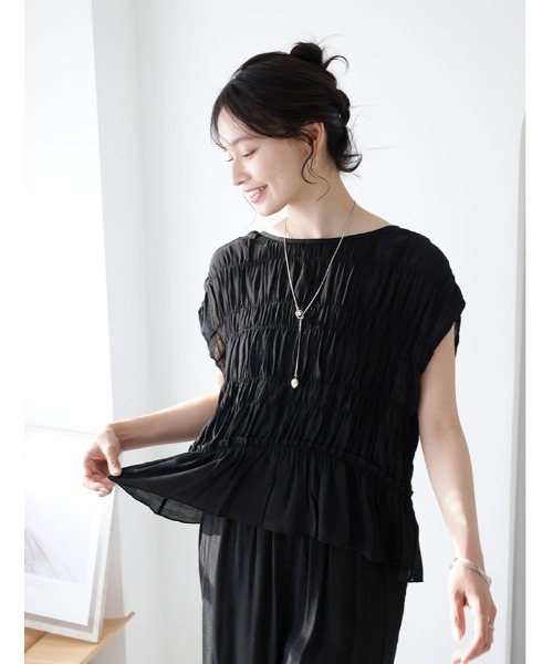 fifth(フィフス)の「【kokoセレクト】シャーリングスラブブラウス(シャツ/ブラウス・レディース・ブラック/ベージュ・M)」の11枚目の写真