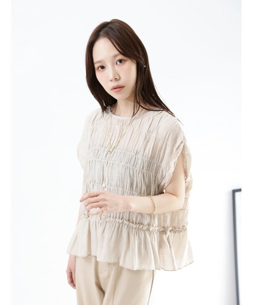 fifth(フィフス)の「【kokoセレクト】シャーリングスラブブラウス(シャツ/ブラウス・レディース・ブラック/ベージュ・M)」の16枚目の写真