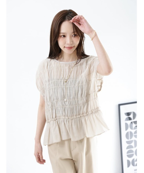 fifth(フィフス)の「【kokoセレクト】シャーリングスラブブラウス(シャツ/ブラウス・レディース・ブラック/ベージュ・M)」の17枚目の写真