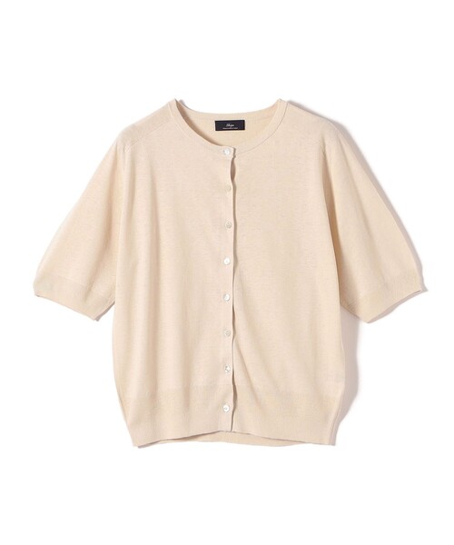 SHIPS(シップス)の「SHIPS Primary Navy Label:〈手洗い可能〉シルク リネン 半袖 カーディガン(カーディガン/ボレロ・レディース・ナチュラル/ブラウン・36/38)」の1枚目の写真