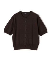 SHIPS Primary Navy Label:〈手洗い可能〉シルク リネン 半袖 カーディガン