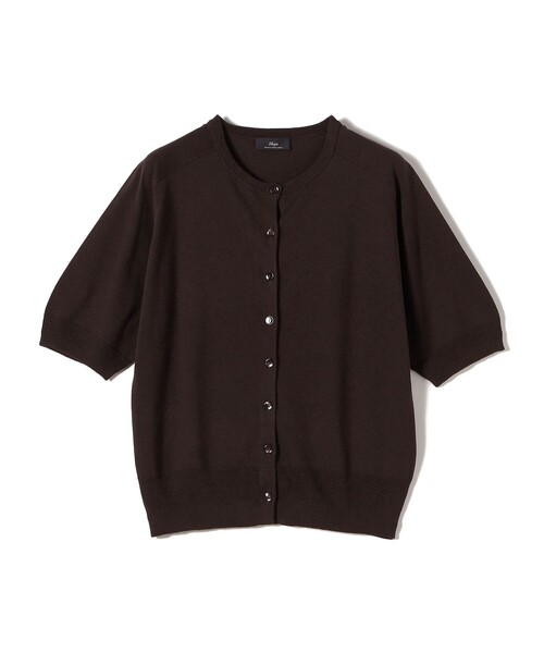 SHIPS(シップス)の「SHIPS Primary Navy Label:〈手洗い可能〉シルク リネン 半袖 カーディガン(カーディガン/ボレロ・レディース・ナチュラル/ブラウン・36/38)」の2枚目の写真