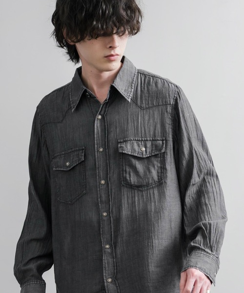 KRIFF MAYER(クリフメイヤー)の「KRIFF MAYER クリフメイヤー オーバーサイズエアーライトデニムウエスタン長袖シャツ 2555106(シャツ/ブラウス・メンズ・ライトブルー/チャコール/ダークブルー・M/XL/L)」の11枚目の写真