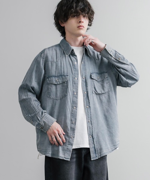 KRIFF MAYER(クリフメイヤー)の「KRIFF MAYER クリフメイヤー オーバーサイズエアーライトデニムウエスタン長袖シャツ 2555106(シャツ/ブラウス・メンズ・ライトブルー/チャコール/ダークブルー・M/XL/L)」の17枚目の写真