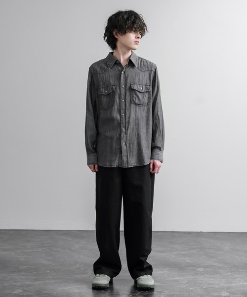 KRIFF MAYER(クリフメイヤー)の「KRIFF MAYER クリフメイヤー オーバーサイズエアーライトデニムウエスタン長袖シャツ 2555106(シャツ/ブラウス・メンズ・ライトブルー/チャコール/ダークブルー・M/XL/L)」の8枚目の写真