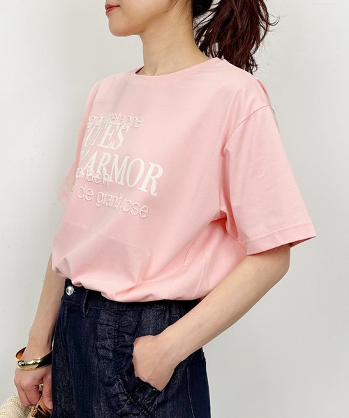 PICCIN(ピッチン)の「ロゴ&刺繍Tシャツ(Tシャツ/カットソー・レディース・チャコールグレー/オフホワイト/ピンク・M)」の10枚目の写真