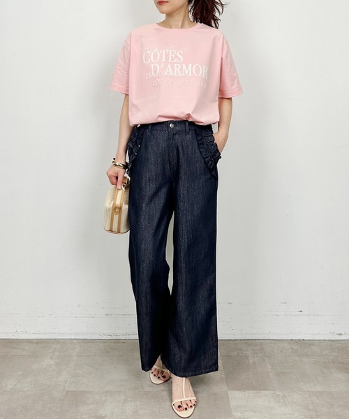 PICCIN(ピッチン)の「ロゴ&刺繍Tシャツ(Tシャツ/カットソー・レディース・チャコールグレー/オフホワイト/ピンク・M)」の13枚目の写真