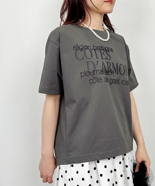 PICCIN(ピッチン)の「ロゴ&刺繍Tシャツ(Tシャツ/カットソー・レディース・チャコールグレー/オフホワイト/ピンク・M)」の18枚目の写真
