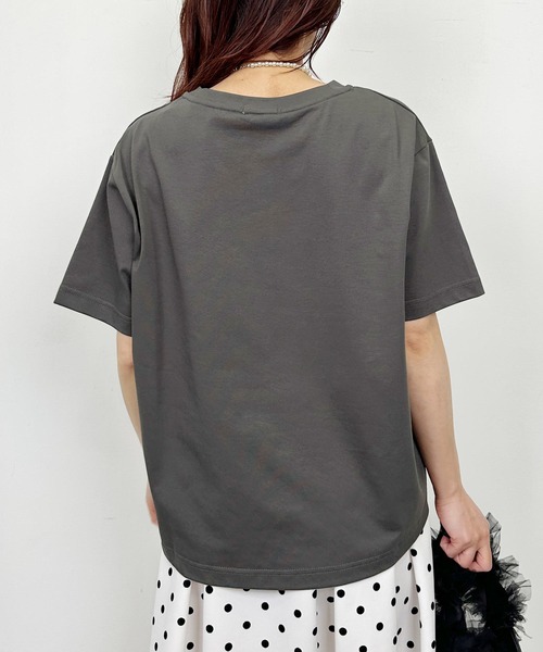PICCIN(ピッチン)の「ロゴ&刺繍Tシャツ(Tシャツ/カットソー・レディース・チャコールグレー/オフホワイト/ピンク・M)」の19枚目の写真