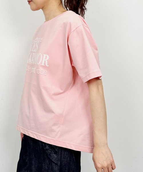PICCIN(ピッチン)の「ロゴ&刺繍Tシャツ(Tシャツ/カットソー・レディース・チャコールグレー/オフホワイト/ピンク・M)」の6枚目の写真