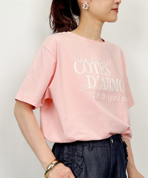 PICCIN(ピッチン)の「ロゴ&刺繍Tシャツ(Tシャツ/カットソー・レディース・チャコールグレー/オフホワイト/ピンク・M)」の12枚目の写真