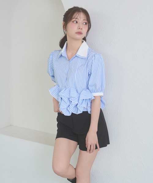 Ambre Neige(アンブルネージュ)の「w collar flill shirt / Wエリフリルシャツ(シャツ/ブラウス・レディース・ブルー系その他/その他/オフホワイト/グリーン系その他・FREE)」の15枚目の写真