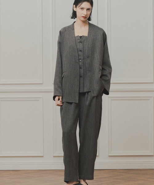 WHYTO.（ホワイト）の「「WHYTO. / ホワイト」tweed satin over jacket（その他アウター・レディース・ブラウン/ブラック・36/38）」の4枚目の写真