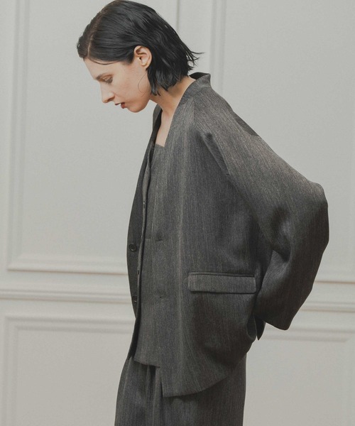 WHYTO.（ホワイト）の「「WHYTO. / ホワイト」tweed satin over jacket（その他アウター・レディース・ブラウン/ブラック・36/38）」の5枚目の写真