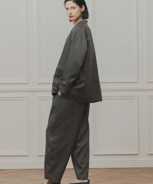 WHYTO.（ホワイト）の「「WHYTO. / ホワイト」tweed satin over jacket（その他アウター・レディース・ブラウン/ブラック・36/38）」の6枚目の写真