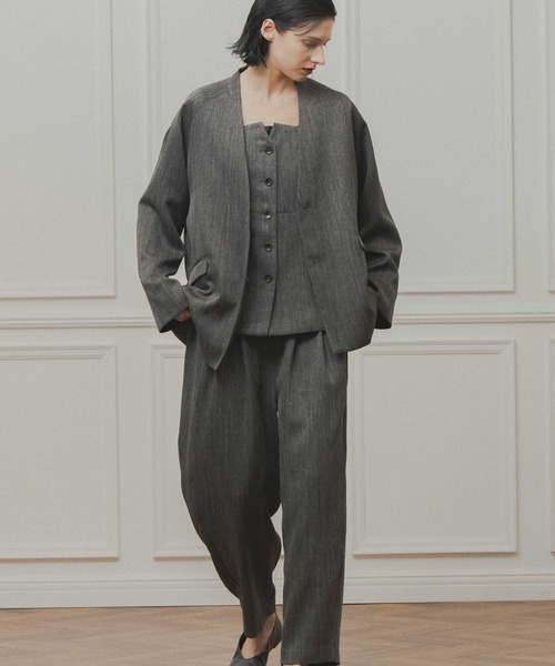 WHYTO.（ホワイト）の「「WHYTO. / ホワイト」tweed satin over jacket（その他アウター・レディース・ブラウン/ブラック・36/38）」の10枚目の写真