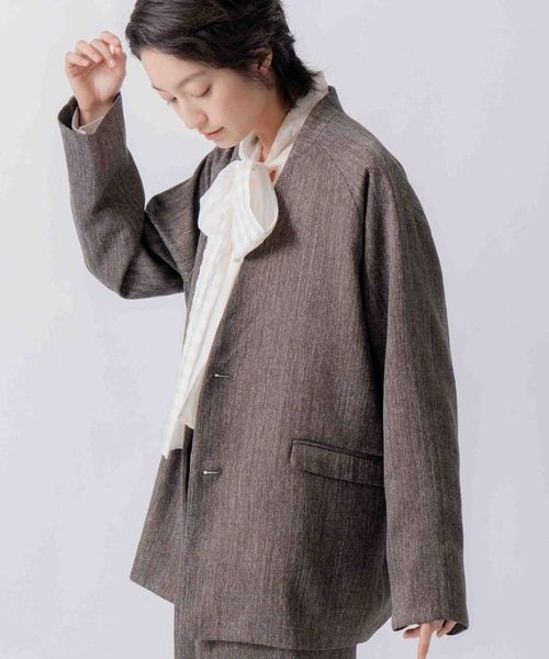 WHYTO.（ホワイト）の「「WHYTO. / ホワイト」tweed satin over jacket（その他アウター・レディース・ブラウン/ブラック・36/38）」の14枚目の写真