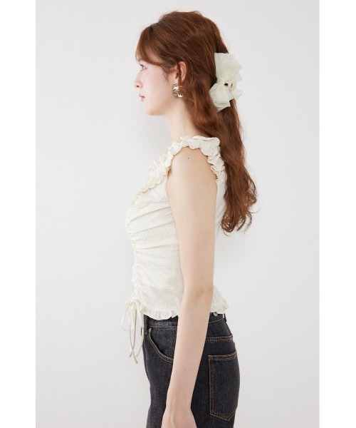rienda(リエンダ)の「【AKB48 倉野尾成美さん着用】フロントジップノースリブラウス 夏服(シャツ/ブラウス・レディース・アイボリー/レッド/ブラック・SMALL/MEDIUM)」の10枚目の写真