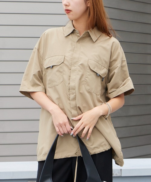 Russell Athletic(ラッセルアスレティック)の「RUSSELL ATHLETIC / ラッセルアスレティック SHELTECH Ripstop Shirt リップストップ ユーティリティーシャツ 半袖 メンズ 2026年 夏 夏服(シャツ/ブラウス・メンズ・ブラック/ベージュ/サックスブルー・M/L/XL)」の3枚目の写真